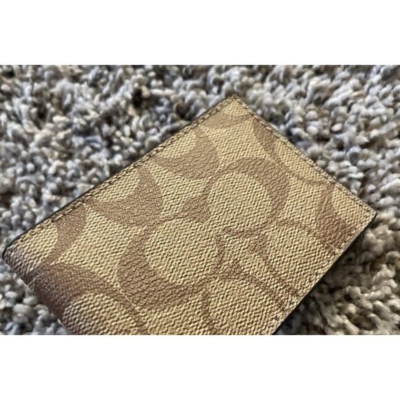 COACH Bi-fold Slim Card Case Signature Canvas Brown & Blue Insert For Wallet - Picture 14 of 14